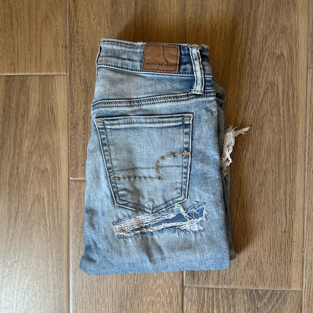 American Eagle High Rise Distressed Skinny Jeans